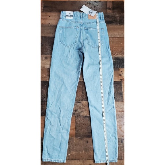 ZARA Mom full length fit jean 0 blue nwt new - Picture 6 of 11